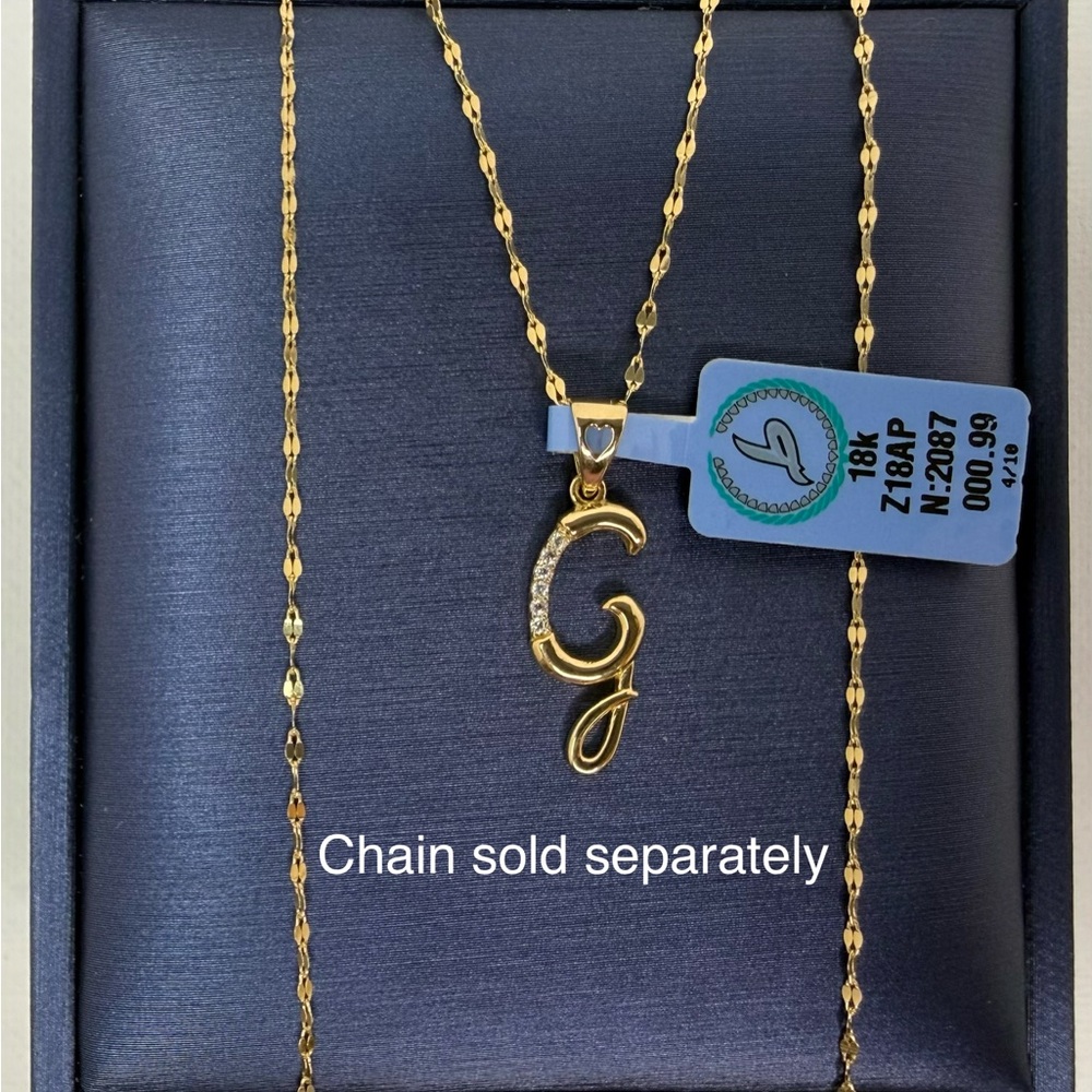 18K Genuine Yellow Gold Initial 'G' Pendant Charm